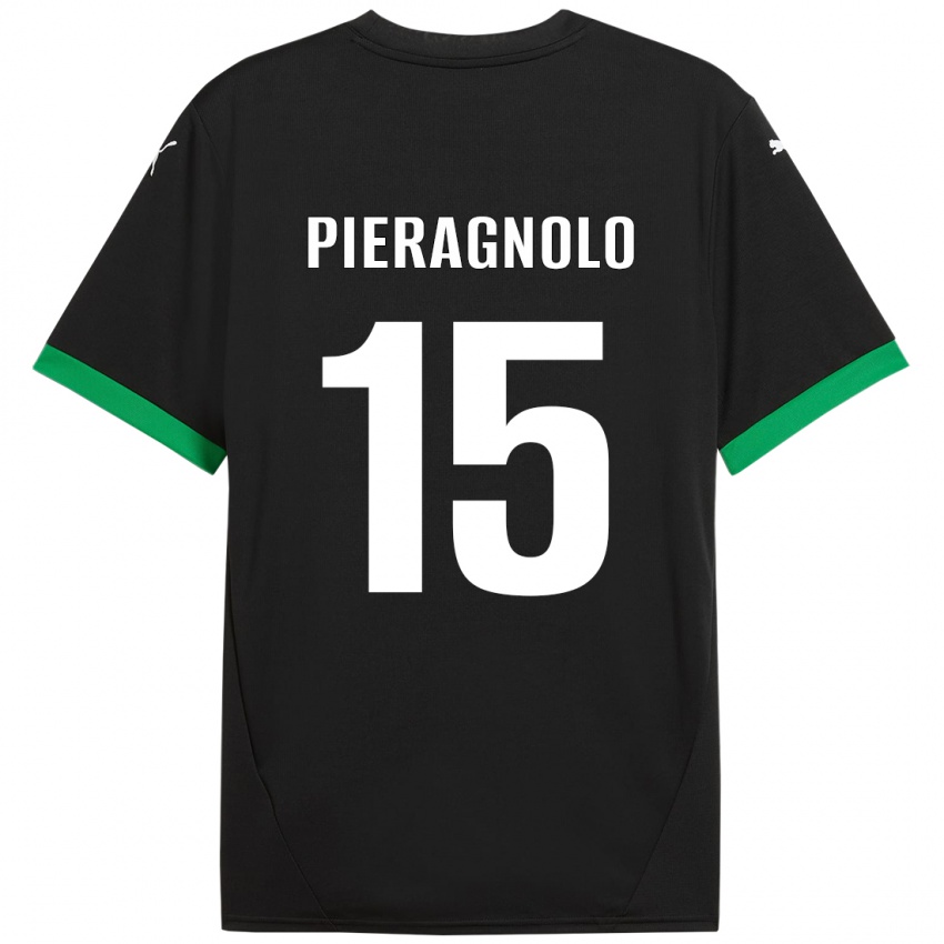 Criança Camisola Edoardo Pieragnolo #15 Preto Verde Escuro Principal 2024/25 Camisa