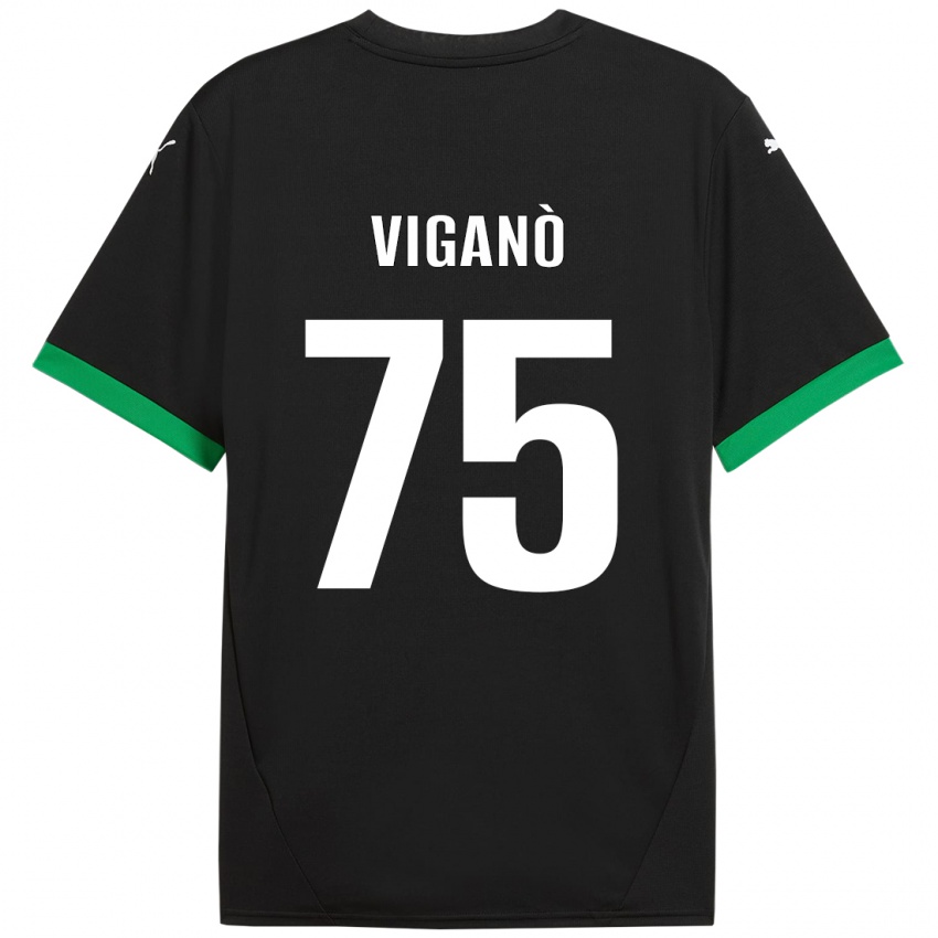 Criança Camisola Lorenzo Viganò #75 Preto Verde Escuro Principal 2024/25 Camisa