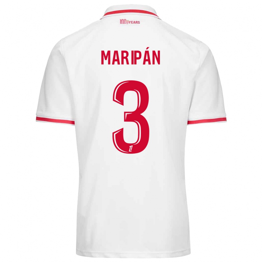 Criança Camisola Guillermo Maripán #3 Vermelho Branco Principal 2024/25 Camisa