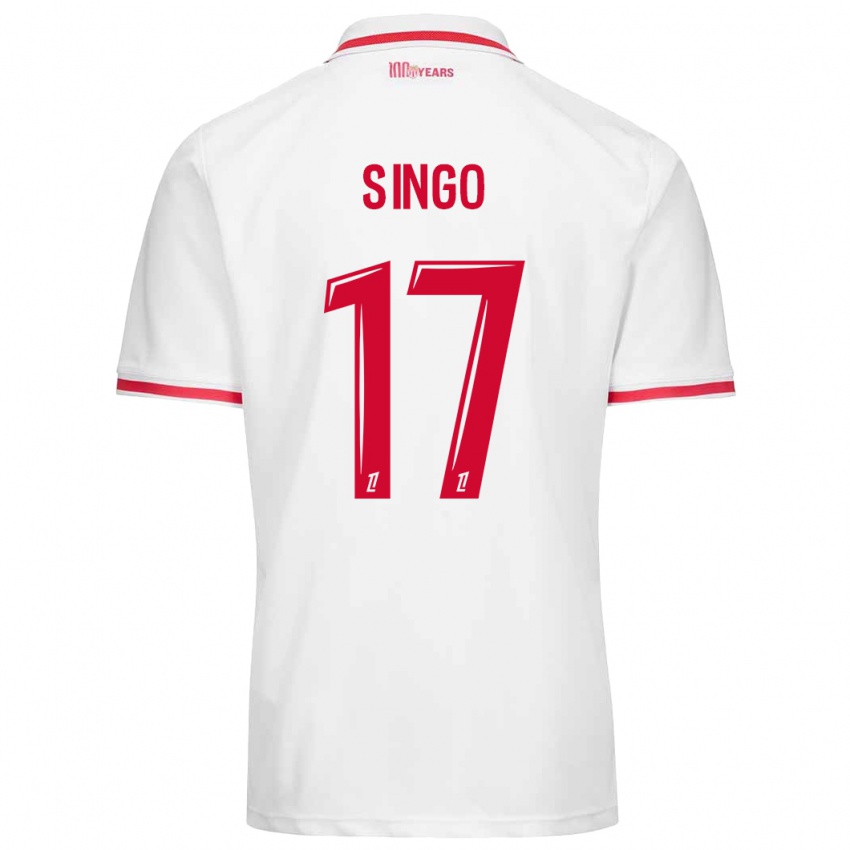 Criança Camisola Wilfried Singo #17 Vermelho Branco Principal 2024/25 Camisa