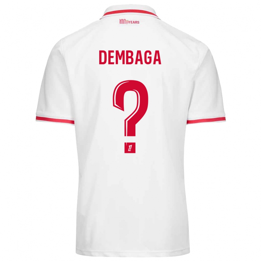 Criança Camisola Boubakar Dembaga #0 Vermelho Branco Principal 2024/25 Camisa