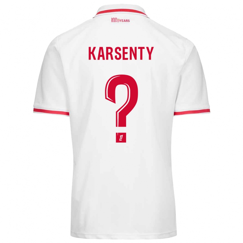 Criança Camisola Kylian Karsenty #0 Vermelho Branco Principal 2024/25 Camisa