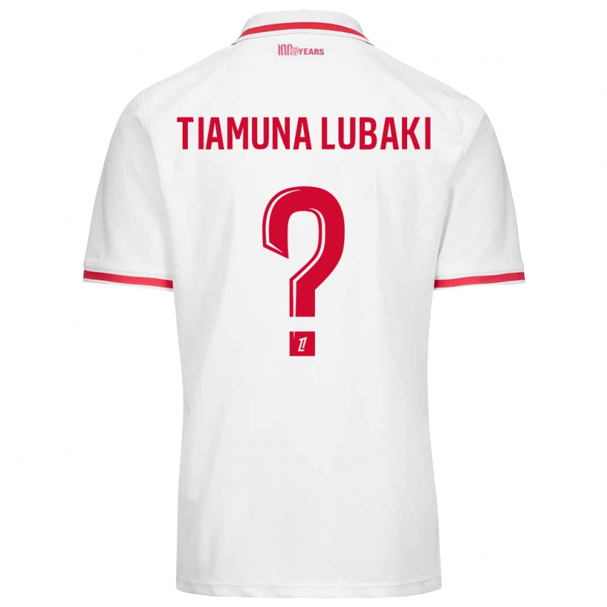 Criança Camisola Loïc Tiamuna Lubaki #0 Vermelho Branco Principal 2024/25 Camisa