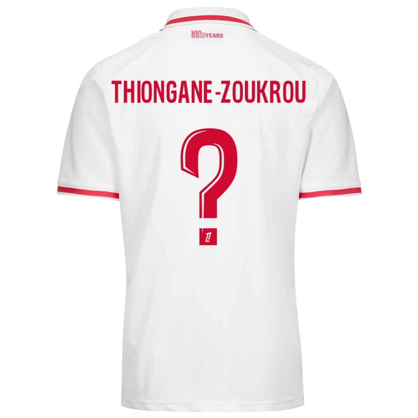 Criança Camisola Ackah-Tidiane Thiongane-Zoukrou #0 Vermelho Branco Principal 2024/25 Camisa