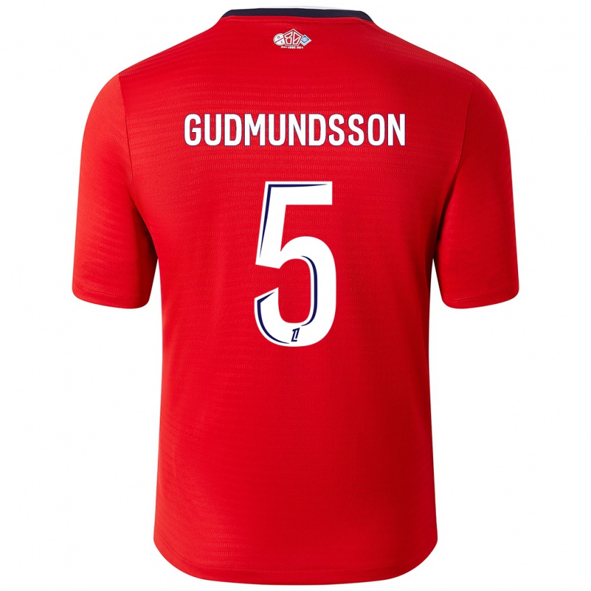 Criança Camisola Gabriel Gudmundsson #5 Branco Vermelho Principal 2024/25 Camisa