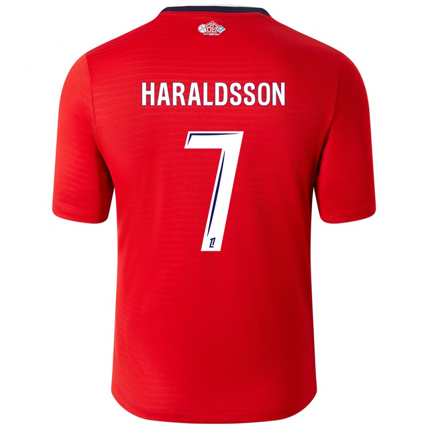 Criança Camisola Hákon Arnar Haraldsson #7 Branco Vermelho Principal 2024/25 Camisa