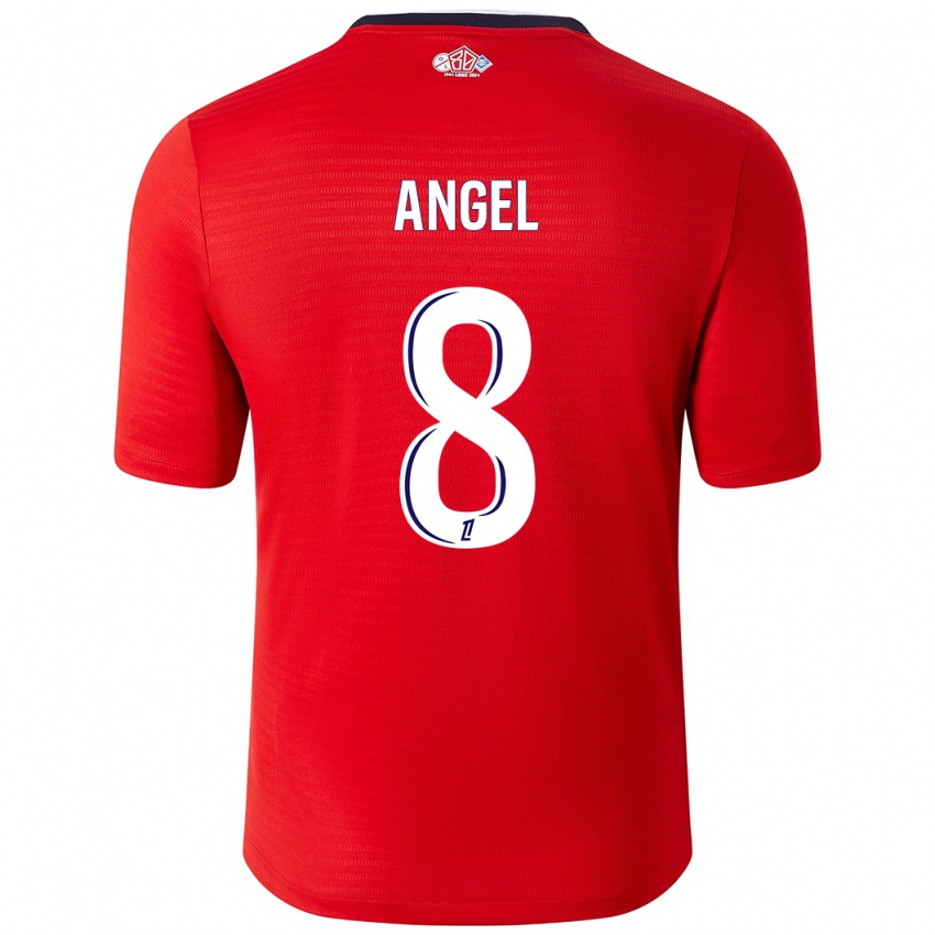 Criança Camisola Angel Gomes #8 Branco Vermelho Principal 2024/25 Camisa