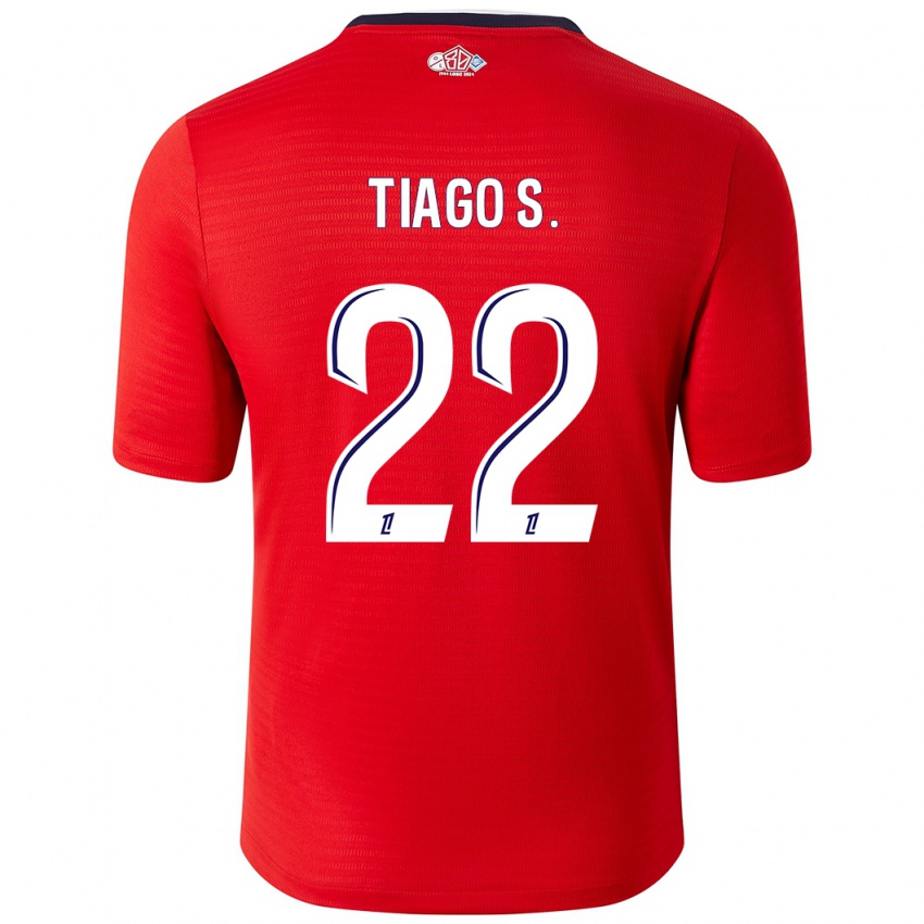 Criança Camisola Tiago Santos #22 Branco Vermelho Principal 2024/25 Camisa