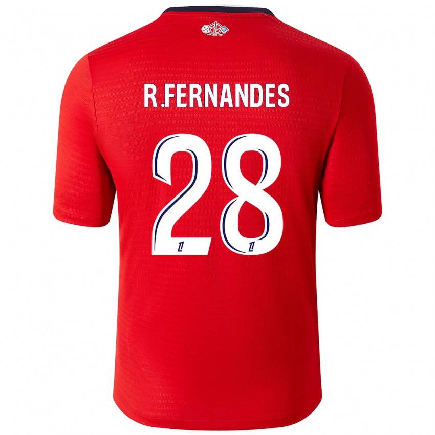 Criança Camisola Rafael Fernandes #28 Branco Vermelho Principal 2024/25 Camisa