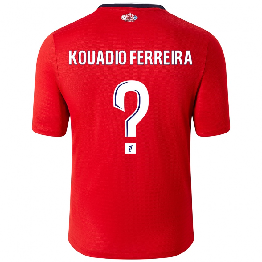 Criança Camisola Wilfrid Kouadio Ferreira #0 Branco Vermelho Principal 2024/25 Camisa