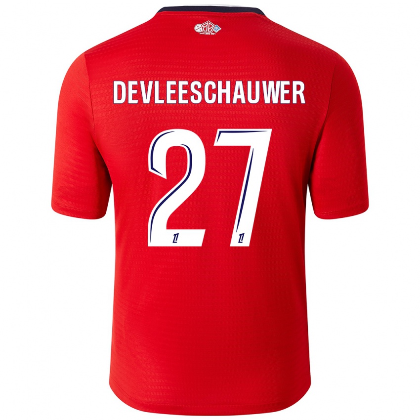 Criança Camisola Gwenaëlle Devleeschauwer #27 Branco Vermelho Principal 2024/25 Camisa