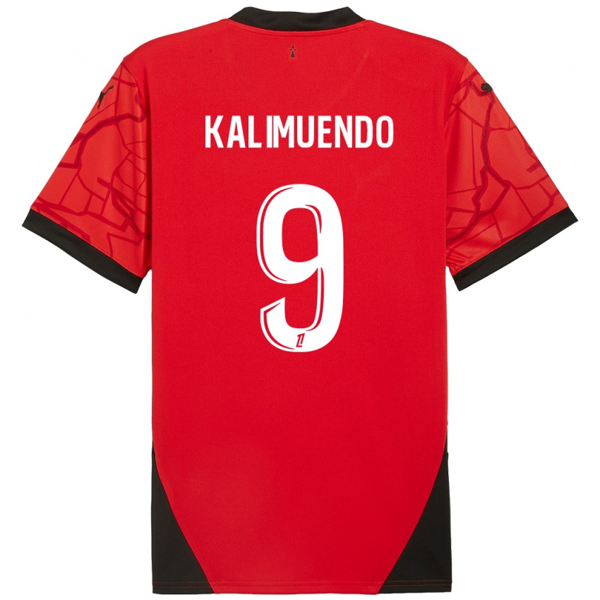 Criança Camisola Arnaud Kalimuendo #9 Vermelho Preto Principal 2024/25 Camisa