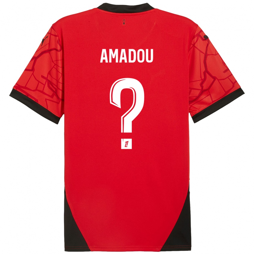 Criança Camisola Amadou Diallo #0 Vermelho Preto Principal 2024/25 Camisa