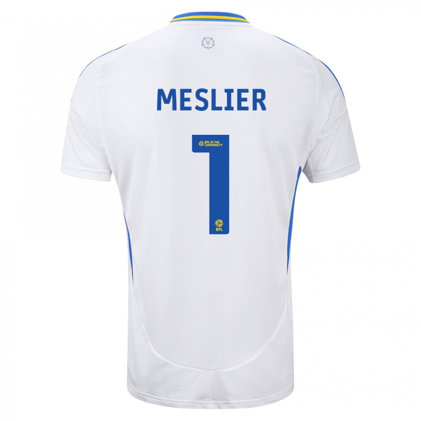 Criança Camisola Illan Meslier #1 Azul Branco Principal 2024/25 Camisa