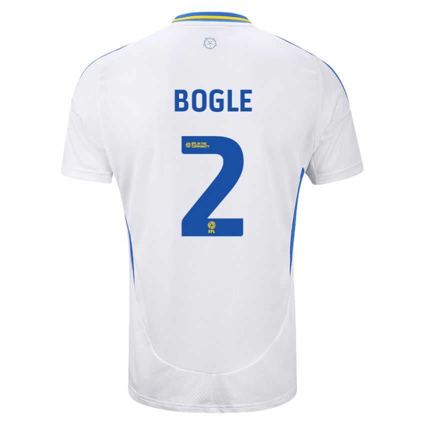 Criança Camisola Jayden Bogle #2 Azul Branco Principal 2024/25 Camisa