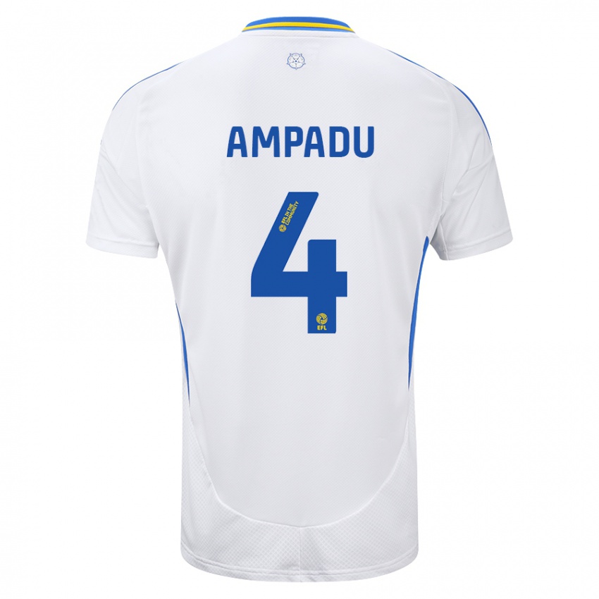 Criança Camisola Ethan Ampadu #4 Azul Branco Principal 2024/25 Camisa