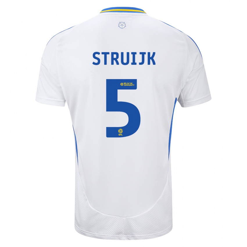 Criança Camisola Pascal Struijk #5 Azul Branco Principal 2024/25 Camisa