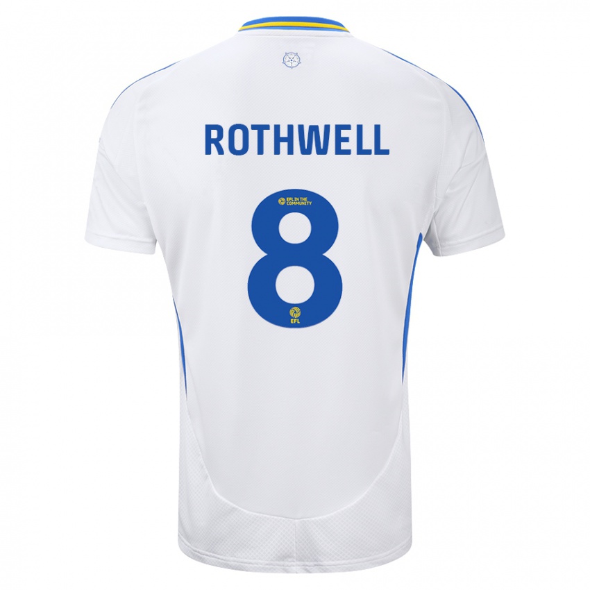 Criança Camisola Joe Rothwell #8 Azul Branco Principal 2024/25 Camisa