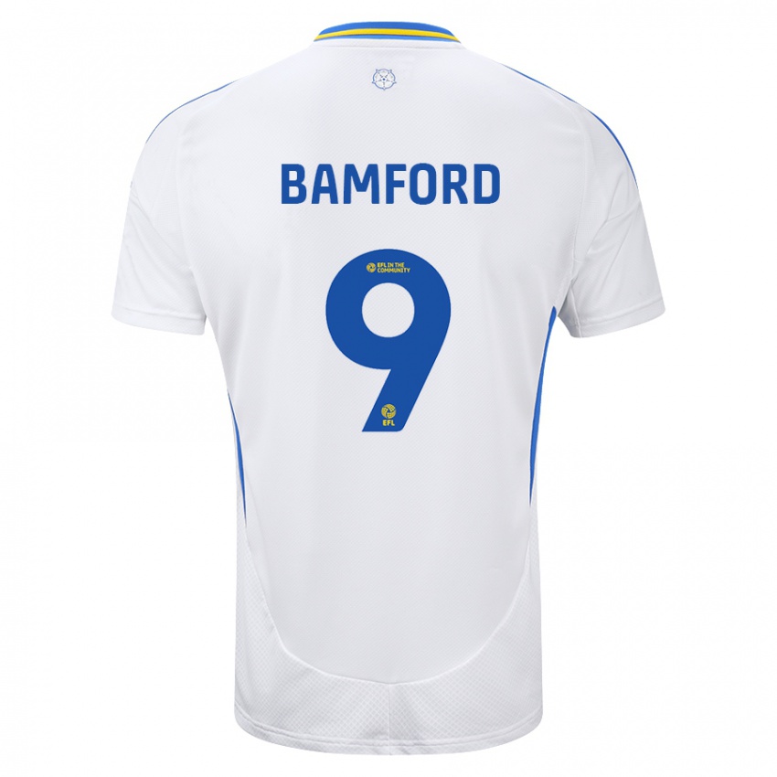 Criança Camisola Patrick Bamford #9 Azul Branco Principal 2024/25 Camisa