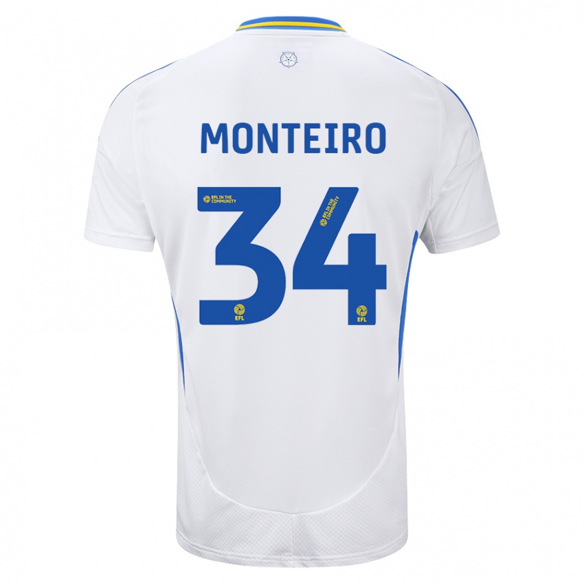 Criança Camisola Diogo Monteiro #34 Azul Branco Principal 2024/25 Camisa