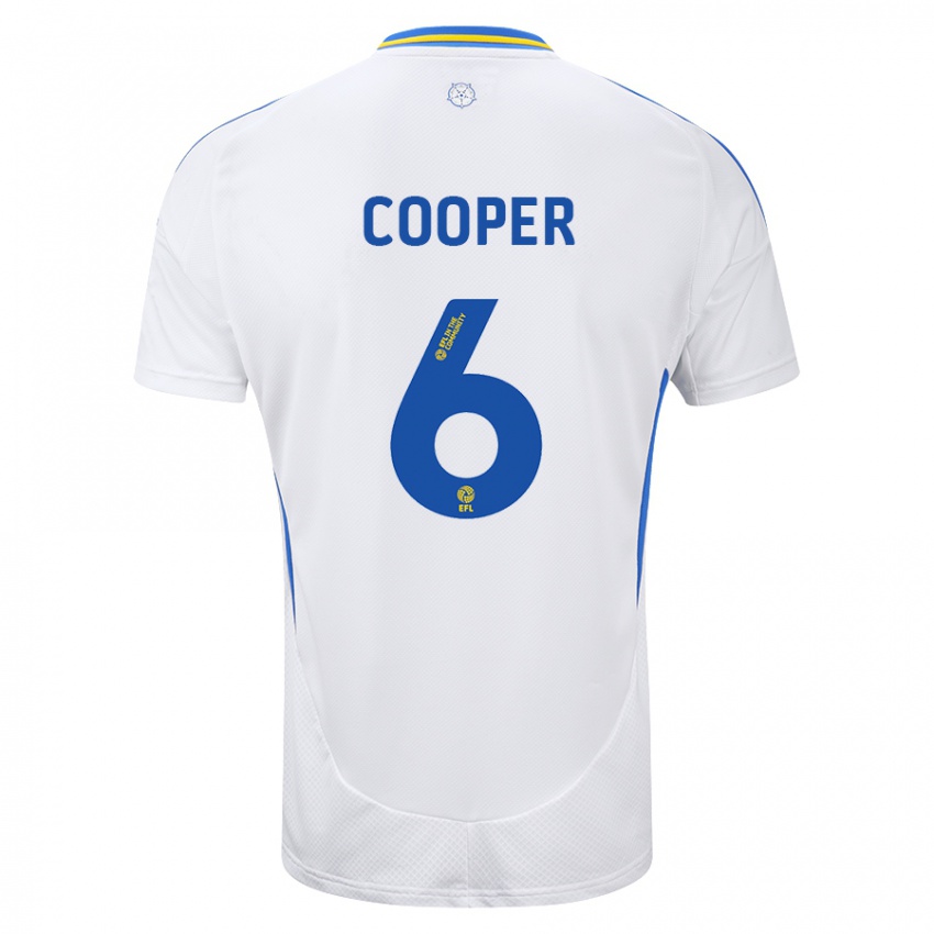 Criança Camisola Liam Cooper #6 Azul Branco Principal 2024/25 Camisa