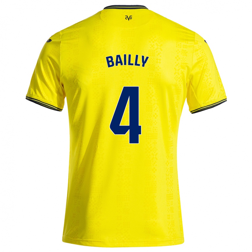 Criança Camisola Eric Bailly #4 Preto Amarelo Principal 2024/25 Camisa