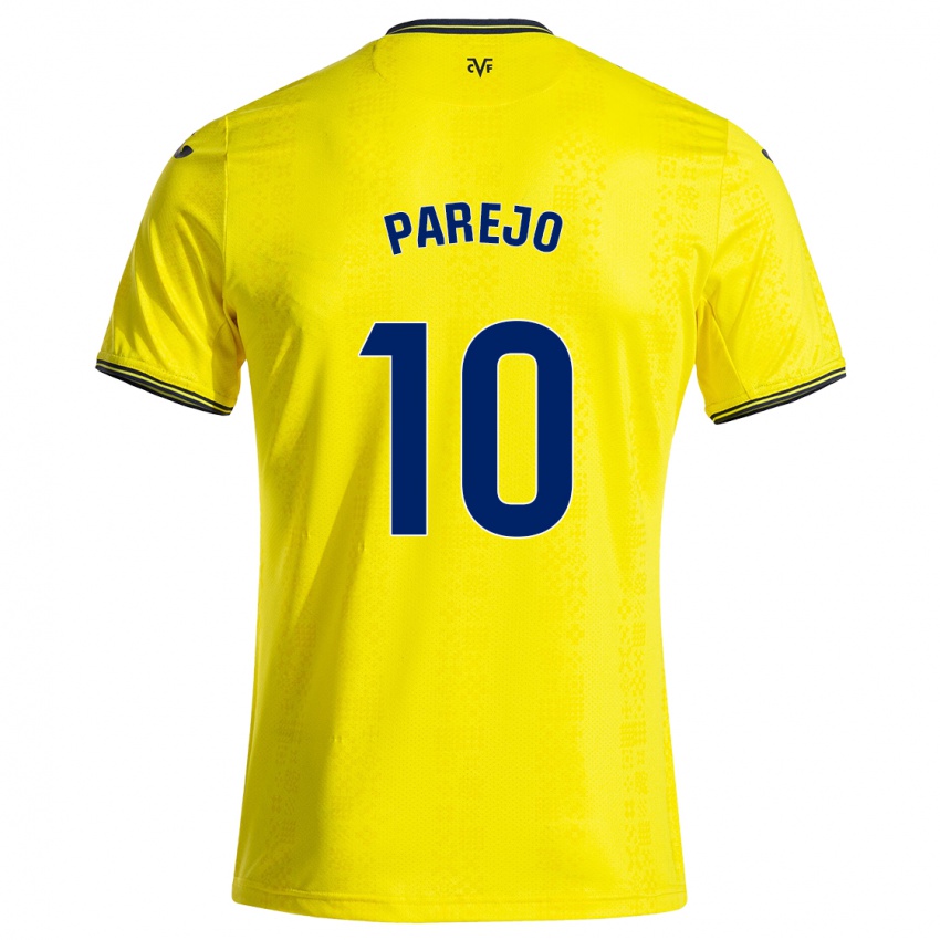 Criança Camisola Dani Parejo #10 Preto Amarelo Principal 2024/25 Camisa