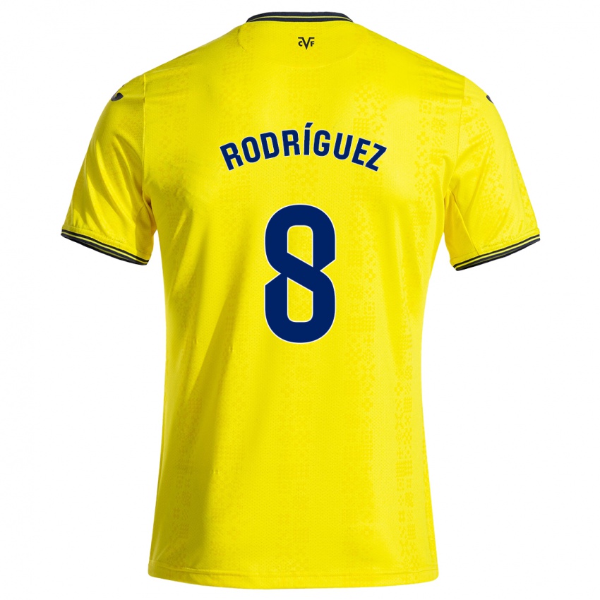 Criança Camisola Unai Rodríguez #8 Preto Amarelo Principal 2024/25 Camisa