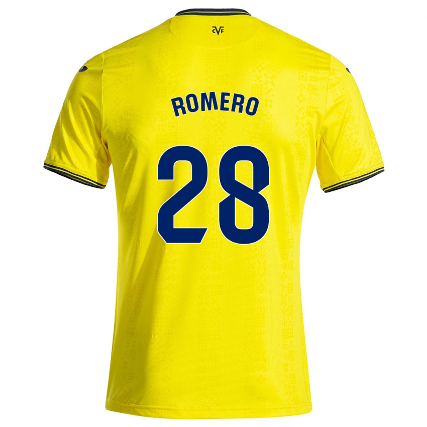 Criança Camisola María Romero #28 Preto Amarelo Principal 2024/25 Camisa