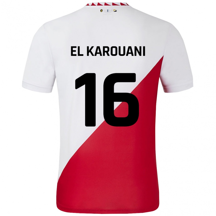 Criança Camisola Souffian El Karouani #16 Vermelho Branco Principal 2024/25 Camisa