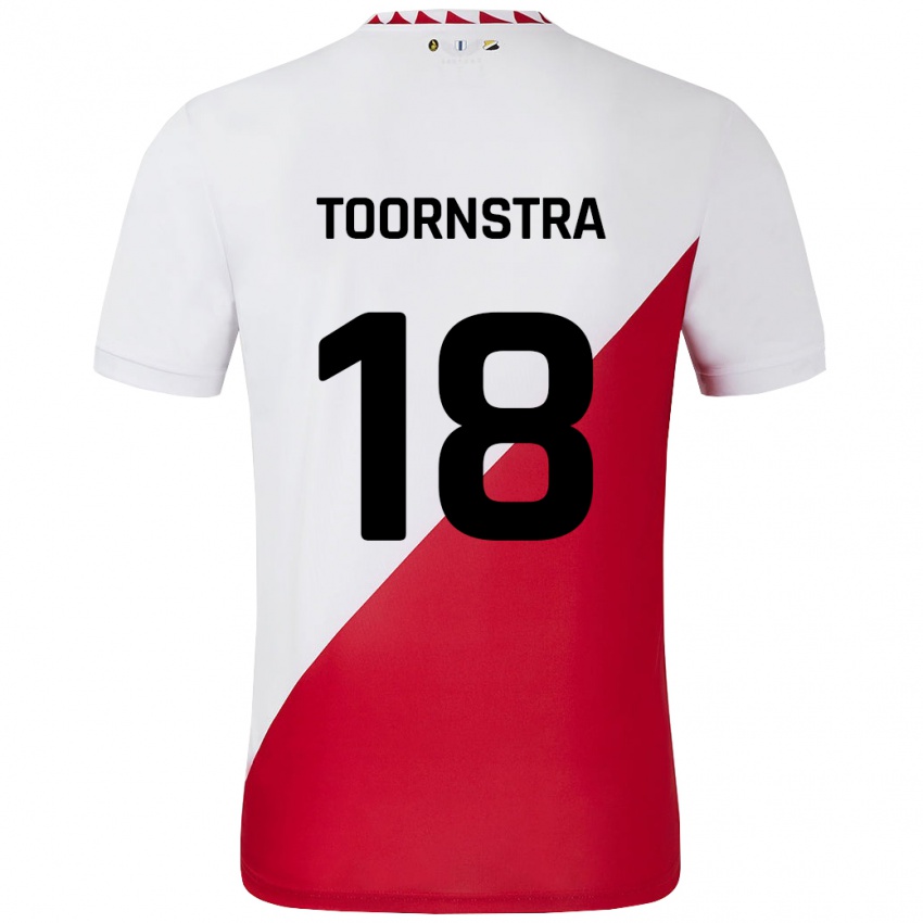 Criança Camisola Jens Toornstra #18 Vermelho Branco Principal 2024/25 Camisa