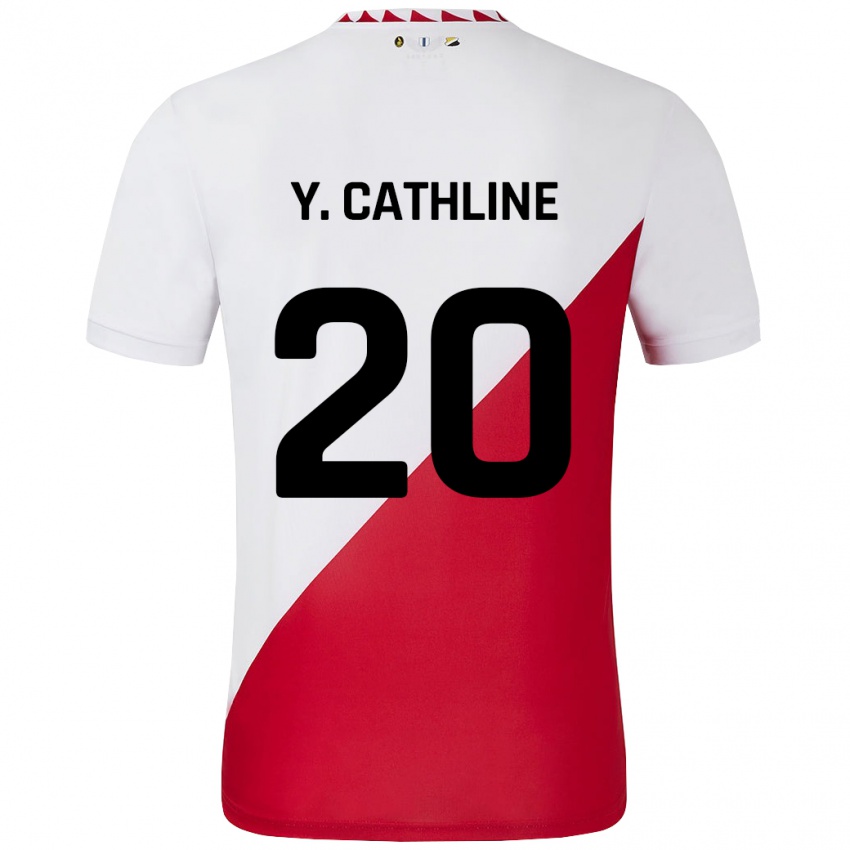 Criança Camisola Yoann Cathline #20 Vermelho Branco Principal 2024/25 Camisa