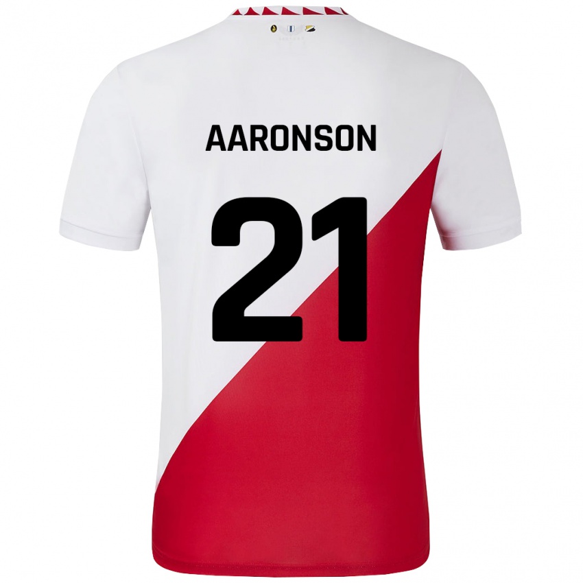 Criança Camisola Paxten Aaronson #21 Vermelho Branco Principal 2024/25 Camisa