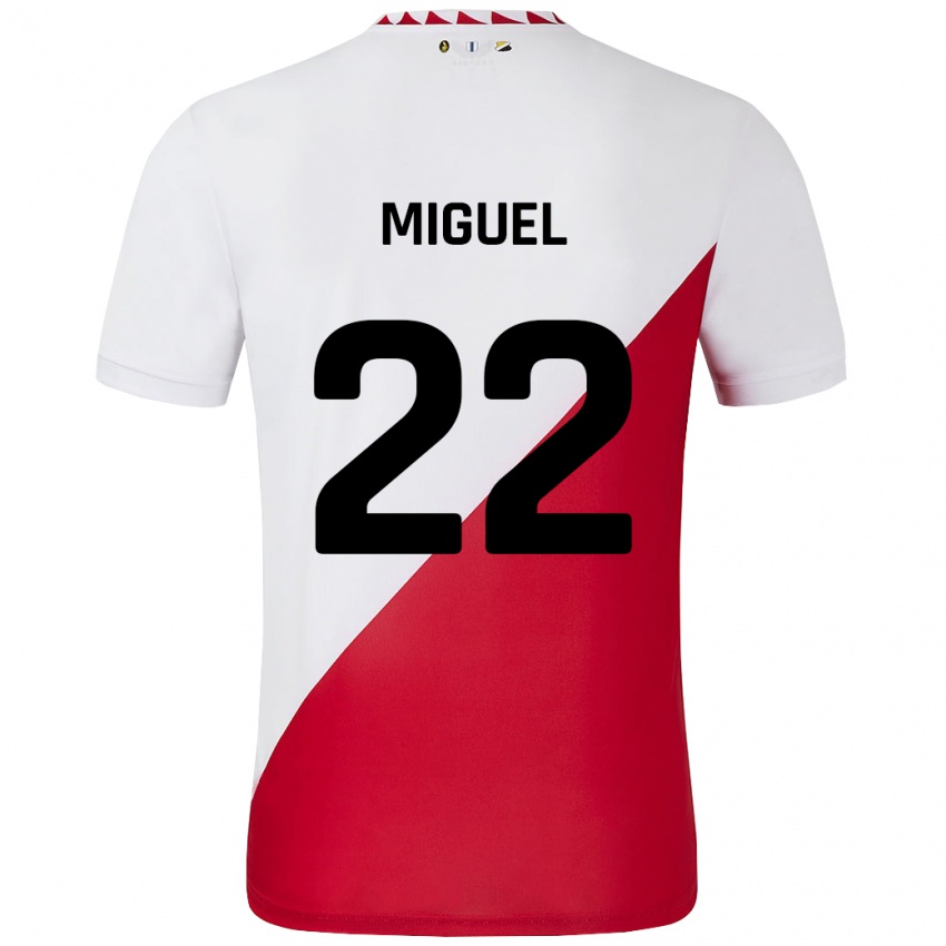 Criança Camisola Miguel Rodríguez #22 Vermelho Branco Principal 2024/25 Camisa