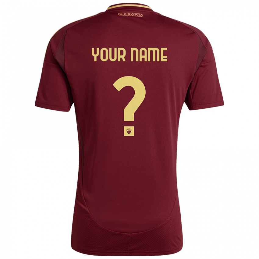 Criança Camisola Seu Nome #0 Ouro Castanho Vermelho Principal 2024/25 Camisa