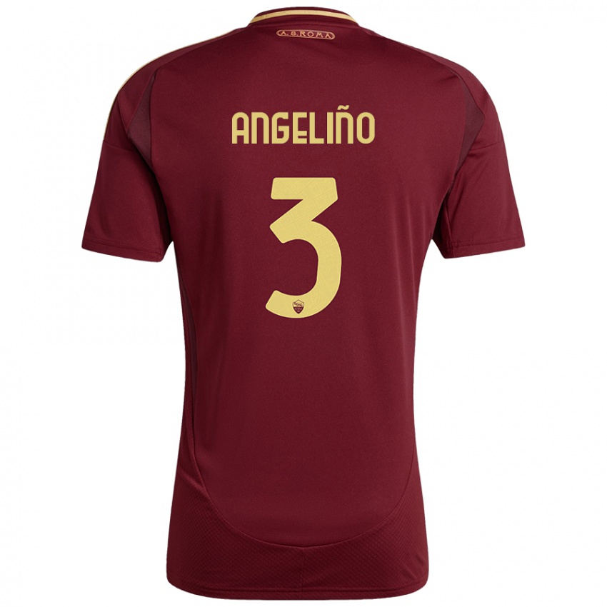 Criança Camisola Angelino #3 Ouro Castanho Vermelho Principal 2024/25 Camisa