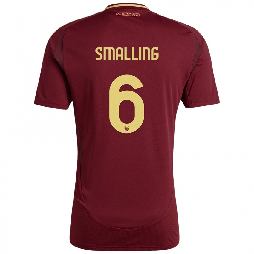 Criança Camisola Chris Smalling #6 Ouro Castanho Vermelho Principal 2024/25 Camisa