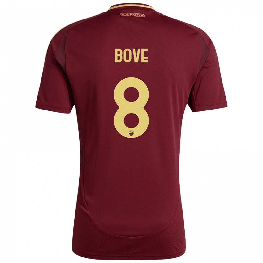 Criança Camisola Edoardo Bove #8 Ouro Castanho Vermelho Principal 2024/25 Camisa