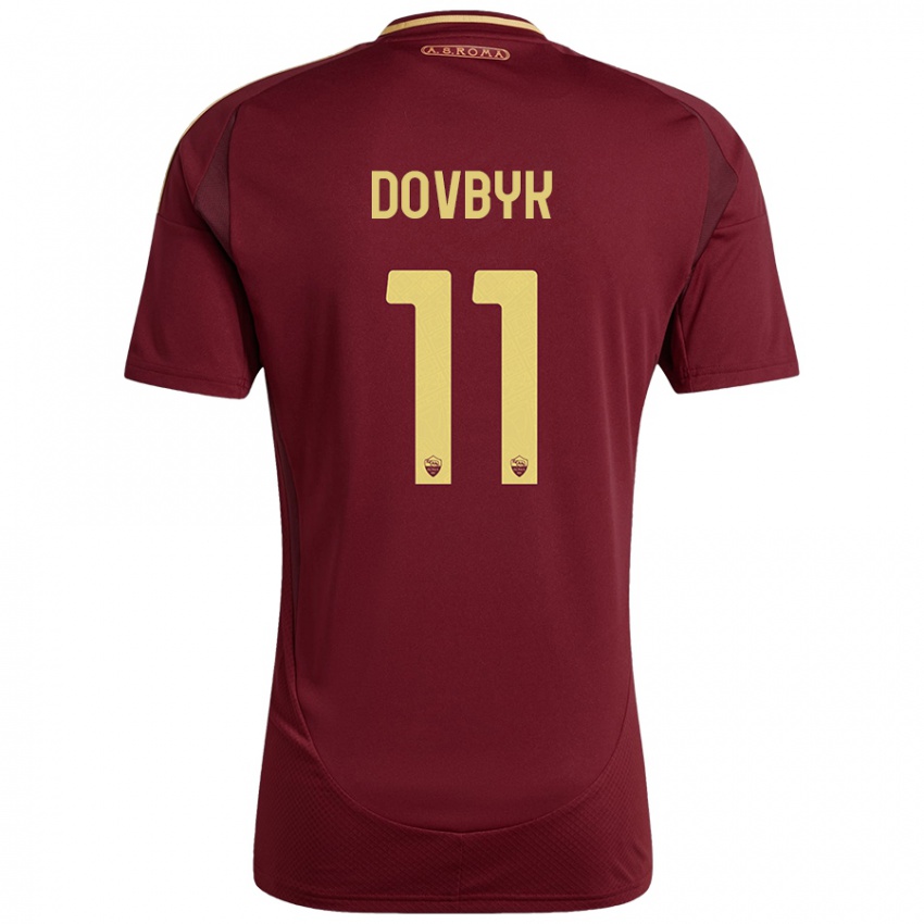 Criança Camisola Artem Dovbyk #11 Ouro Castanho Vermelho Principal 2024/25 Camisa