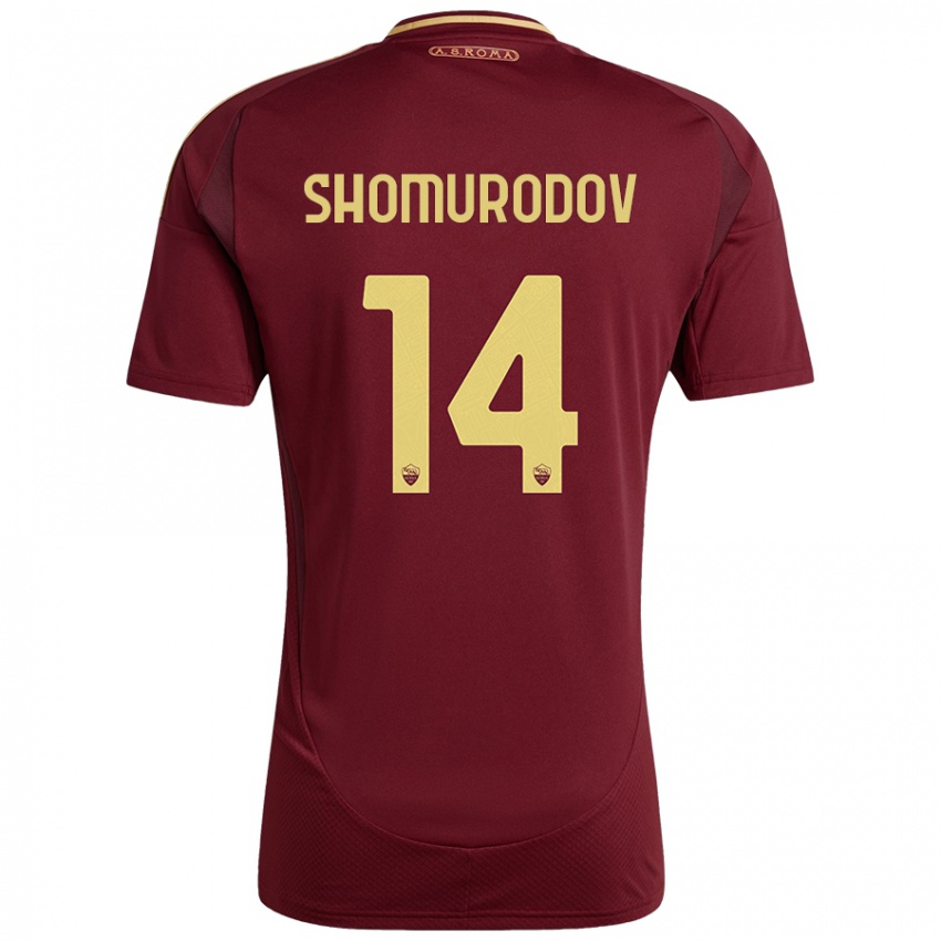 Criança Camisola Eldor Shomurodov #14 Ouro Castanho Vermelho Principal 2024/25 Camisa