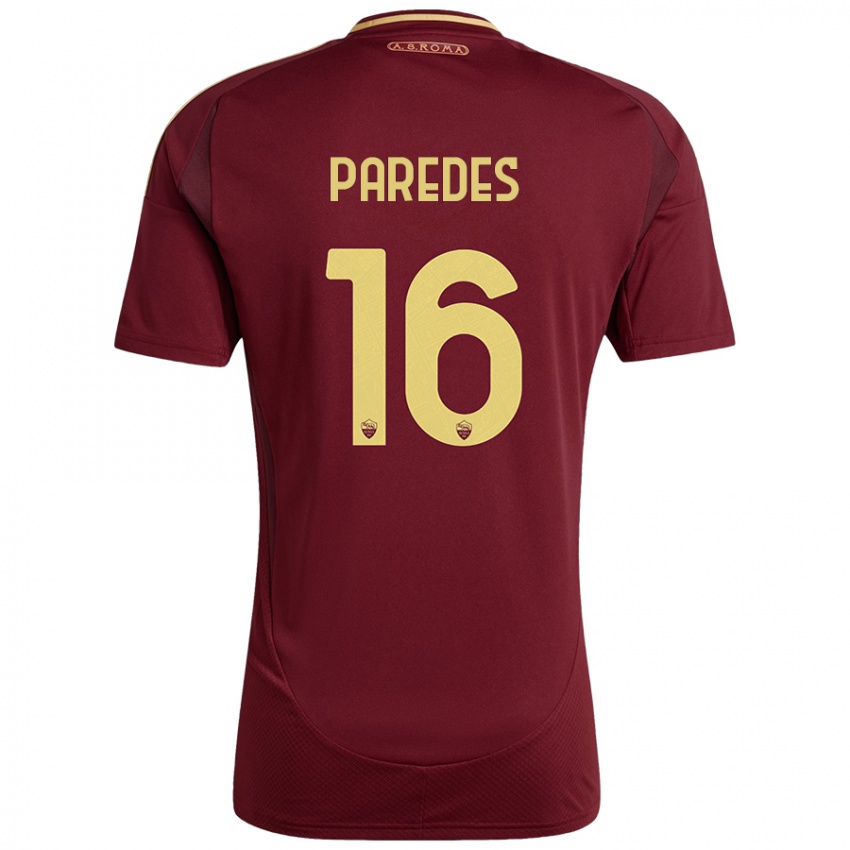 Criança Camisola Leandro Paredes #16 Ouro Castanho Vermelho Principal 2024/25 Camisa