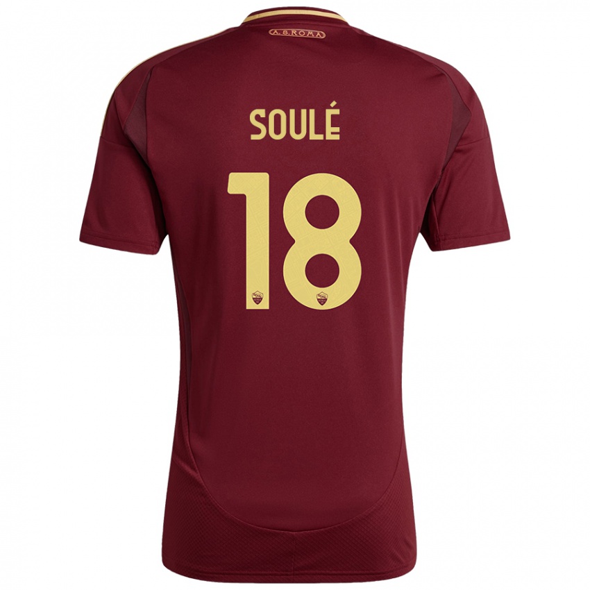 Criança Camisola Matías Soulé #18 Ouro Castanho Vermelho Principal 2024/25 Camisa