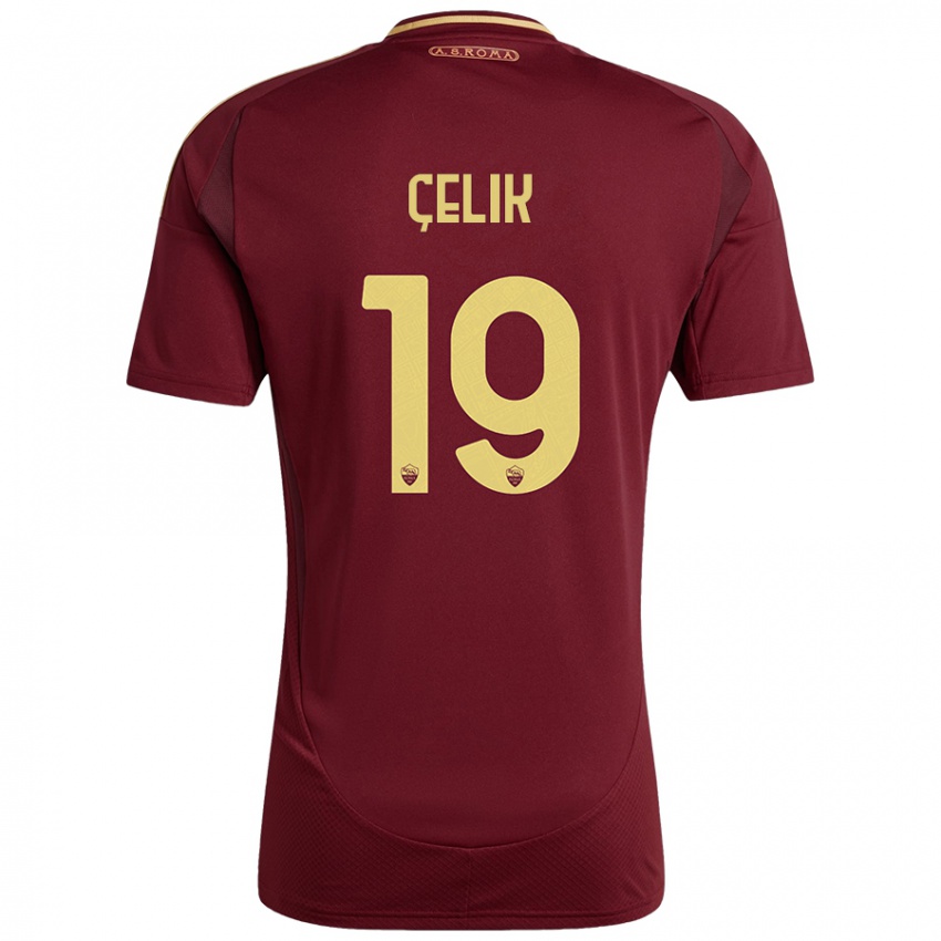 Criança Camisola Zeki Celik #19 Ouro Castanho Vermelho Principal 2024/25 Camisa