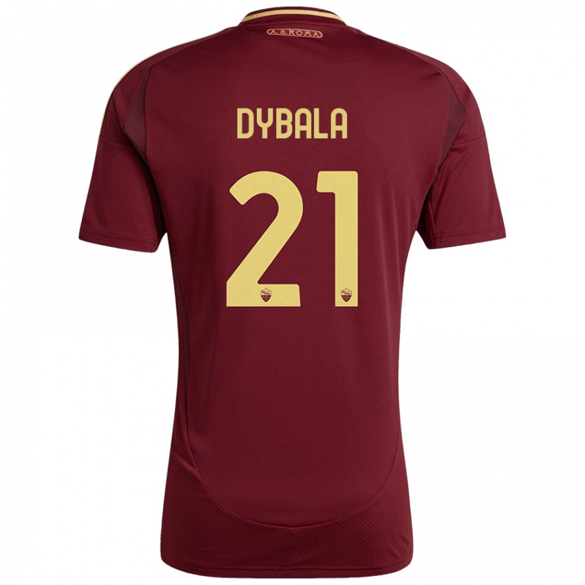 Criança Camisola Paulo Dybala #21 Ouro Castanho Vermelho Principal 2024/25 Camisa