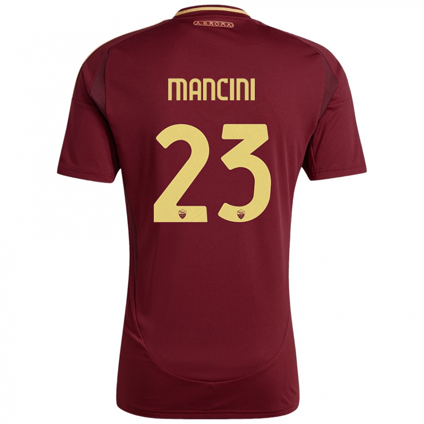 Criança Camisola Gianluca Mancini #23 Ouro Castanho Vermelho Principal 2024/25 Camisa