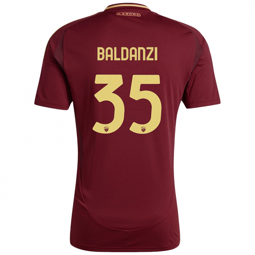 Criança Camisola Tommaso Baldanzi #35 Ouro Castanho Vermelho Principal 2024/25 Camisa