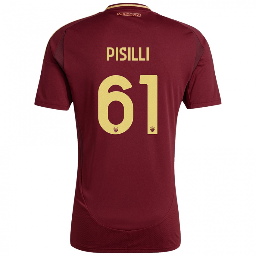 Criança Camisola Niccolo Pisilli #61 Ouro Castanho Vermelho Principal 2024/25 Camisa