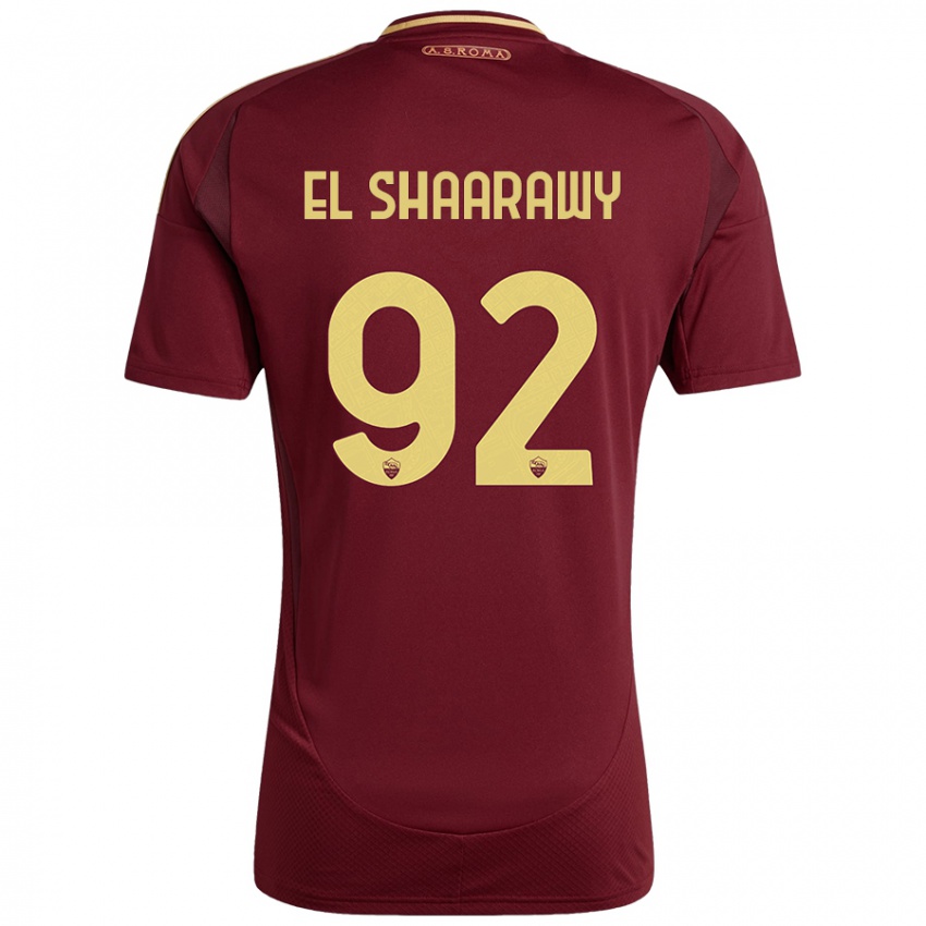 Criança Camisola Stephan El Shaarawy #92 Ouro Castanho Vermelho Principal 2024/25 Camisa