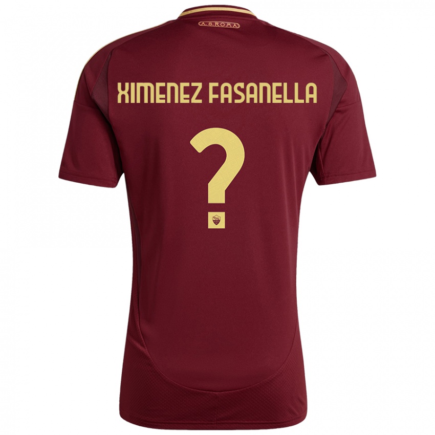 Criança Camisola Rafael Ximenez Fasanella #0 Ouro Castanho Vermelho Principal 2024/25 Camisa