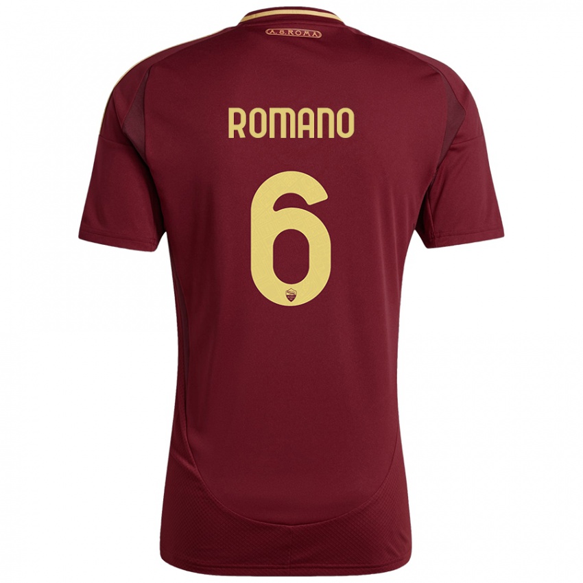 Criança Camisola Alessandro Romano #6 Ouro Castanho Vermelho Principal 2024/25 Camisa